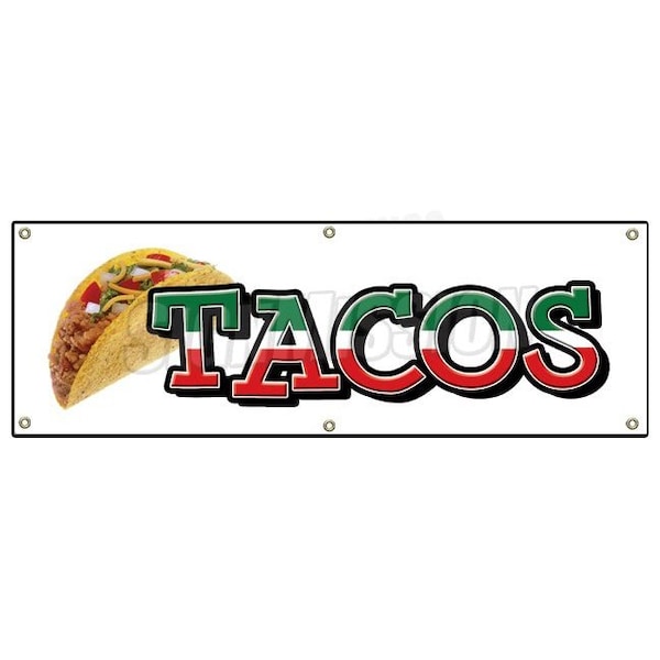 Tacos Banner Heavy Duty 13 Oz Vinyl with Grommets Single Sided